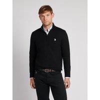 U.S. POLO ASSN. Men's Funnel Neck 1/4 Zip Jumper in Black | Size: Small