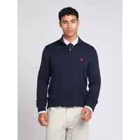 U.S. POLO ASSN. Men's Funnel Neck 1/4 Zip Jumper in Dark Navy | Size: Medium