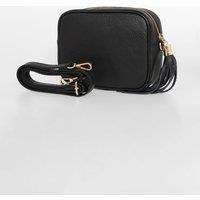 Sarta Women's Beau Italian Leather Crossbody Bag - Black, Pebbled in Black