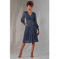 Long Sleeve Lace Print Midi Dress