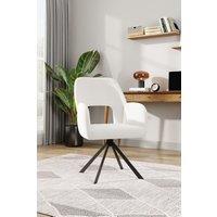 Modern White Swivel Lounge Chair with Sleek Metal Base