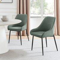 FurnitureboxUK Beaumont 2x Fabric Black Leg Dining Chair in Green