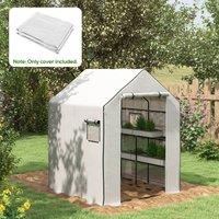 OUTSUNNY Walk-in Greenhouse Cover Replacement with Door & Mesh Windows, White