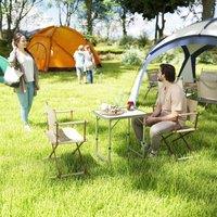 OUTSUNNY 2FT Garden Outdoor Camping Table Portable Folding Picnic Table Aluminium Frame with adjustable height 60L x 45W x 64H (cm) in Silver