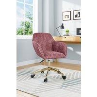 Velvet-Upholstered Swivel Office Chair with Gold Base
