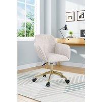 Velvet-Upholstered Swivel Office Chair with Gold Base