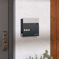 HOMCOM Wall Mounted Post Box, Weatherproof Letterbox with Lock, Grey in Dark Grey
