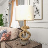 HOMCOM Nautical Table Lamp with USB Port LED Bedside Lamp for Bedroom in Light Brown