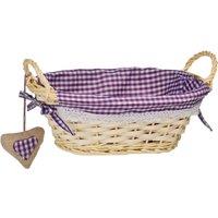 Orsina Purple Gingham Lining Oval Willow Basket