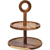 Orsina Kora Sheesham Wood Two Tier Cake Stand in Brown