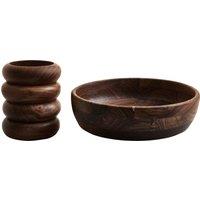 Orsina Rosi Five Piece Sheesham Wood Salad Bowl Set in Brown