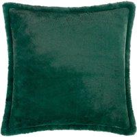 Furn Kallu Reversible Faux Fur Cushion in Dark Green | Size: 55 cm x 55 cm
