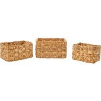 Orsina Set of 3 Water Hyacinth Natural Storage Baskets, Natural Woven Storage Baskets for Home Usage in Brown