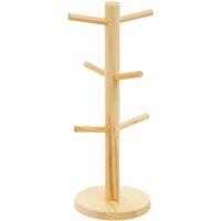 Orsina Nolan Pine Wood 6 Cup Mug Tree in Brown