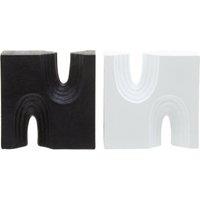 Orsina Arched Design Set Of 2 Black & White Bookends, Contemporary Decor Bookends, Sturdy Bookends for Library