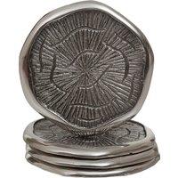 Orsina Silva Set Of Four Oak Effect Silver Top Coasters