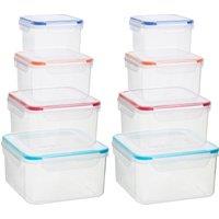 Orsina Versatile Set Of 8 Airtight Lid Food Containers, Airtight Lid Storge Containers, Assorted Coloured Container in Clear