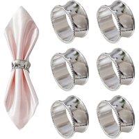 Neel Blue Christmas Beaded Rim Napkin Rings, Serviette Holders for Xmas Season - 6pcs in Silver
