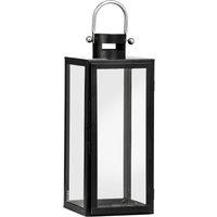 Orsina Medium Black Metal Lantern, Classic Rectangular Candle Lantern for Indoor Outdoor Use, Decorative