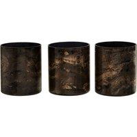 Orsina Gaia Set Of 3 Black & Gold Tealight Holders