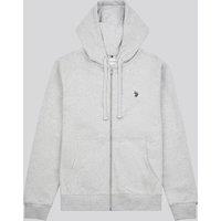 U.S. POLO ASSN. Men's Double Horsemen Loopback Zip Hoodie in Mid Grey | Size: Medium
