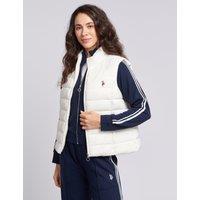 U.S. POLO ASSN. Women's Lightweight Puffer Gilet in Off-White | Size: XL
