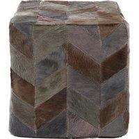 Orsina Safira Grey Leather Chevron Pouffe