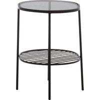 Orsina 2-Tier Side Table, Black Side Table for Living Room, Layered Black Side Table, Glass Top Modern Side Table