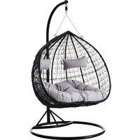Orsina Double Black Hanging Chair with Round Base, Spacious Seating Hanging Chair, Easy to Clean Swing Chair