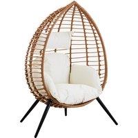 Orsina Stylish Natural Rattan Effect Chair, Versatile Lounge Chair, Comfortable Bedroom Chair, Balcony Chair in Brown