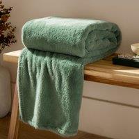 Furn Kallu Double-Sided Faux-Fur Throw in Light Green | Size: 130 cm x 180 cm