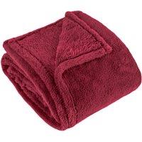 Furn Kallu Double-Sided Faux-Fur Throw in Red | Size: 130 cm x 180 cm