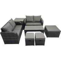 Fimous Garden Outdoor Furniture Set with Side Table 3 Stools Dark Grey Mixed
