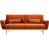 Orsina Innovative Burnt Orange Velvet Sofa Bed, Velvet Upholstered Sofa Bed, Sleeper Sofa With Gold Finish Legs | Size: 2 Seater
