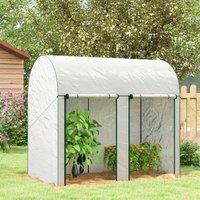 OUTSUNNY 200 x 100 x 178cm Small Tomato Greenhouse with Roll-up Zipped Doors in White | Size: 200 x 100 x 178 cm