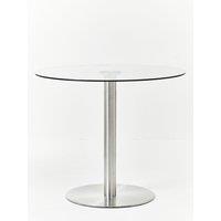Orsina Minimalist Design Round Silver Finish Dining Table, Metropolitan Small Dining Table, Sturdy Kitchen Table