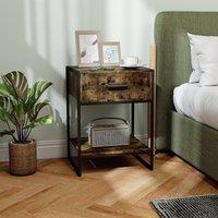 HOMCOM Modern Bedside Table, Nightstand with Drawer Shelf in Brown