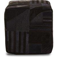 Orsina Bosie Safira Black & Grey Deco Print Leather Pouffe