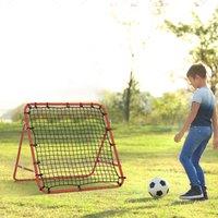 HOMCOM Rebounder Net Practise Football Kickback Target Goal Teens Adults Training in Red | Size: Standard