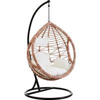Orsina Stable Natural Rattan Effect Hanging Chair, Stylish Lounge Chaiir, Versatile Garden Chair, Stable Lawn Chair in Brown