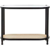 Orsina Cebu Rattan & Glass 2 Tier Console Table in Black