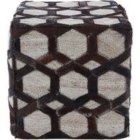 Orsina Safira Genuine Grey Leather Patchwork Pouffe
