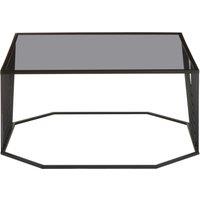 Orsina Stylish Grey Glass Top Black Coffee Table with Openwire Frame, Coffee Table For Living Room & Hallway
