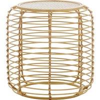 Orsina Rattan Round Side Table, Modern Meets Rustic Charm Side Table for Drawing Room, Living Room Rattan Table in Brown