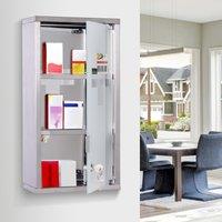 HOMCOM Wall Mounted Lockable Medicine Cabinet Stainless Steel in Silver