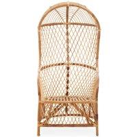 Orsina Brown Natural Rattan Canopy High Back Chair, Rattan Arm Chair with Sun Shade, Hand-Woven Rattan Patio Chair | Size: Armchair