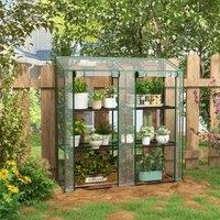 OUTSUNNY 3 Tier Mini Greenhouse Portable Green House with Roll-up Doors, 151H x 143Wcm in Clear