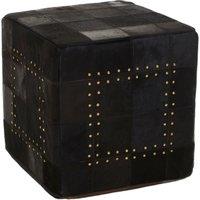 Orsina Bosie Safira Black Patchwork Leather Pouffe With Gold Studs