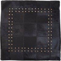 Orsina Bosie Safira Black Hair on Leather Patchwork Cushion