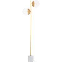 Orsina Double Glass Globe Two Light Gold Finish Floor Lamp, Minimalist Bedroom Lamp, Sturdy Tall Lamp On Floor